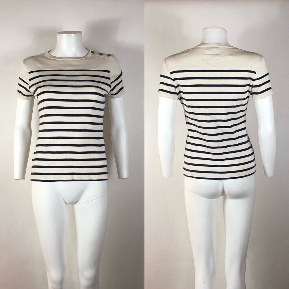 Rare Jean Paul Gaultier White & Black Striped Knit Top S